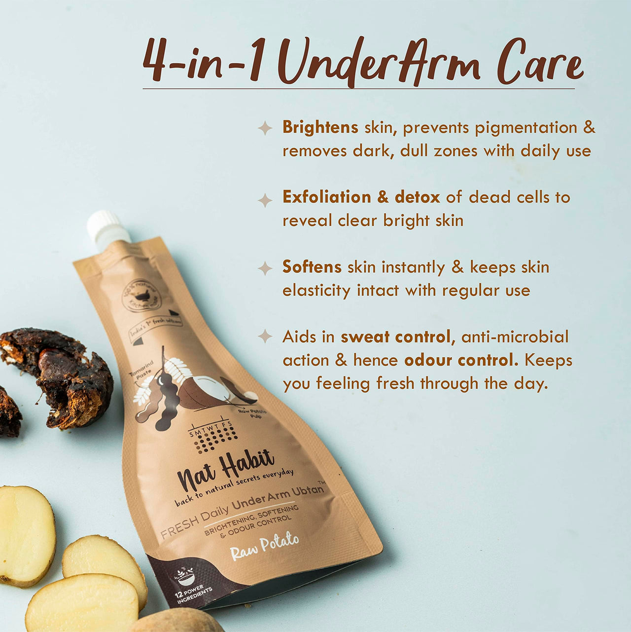 Nat Habit Natural Spa Kit, The Ultimate Self-Care Experience With Combination of Foot Ubtan, Bath Ubtan & Underarm Ubtan For Men & Women, Body Cleansing & Detoxification (Combo Pack of 3)