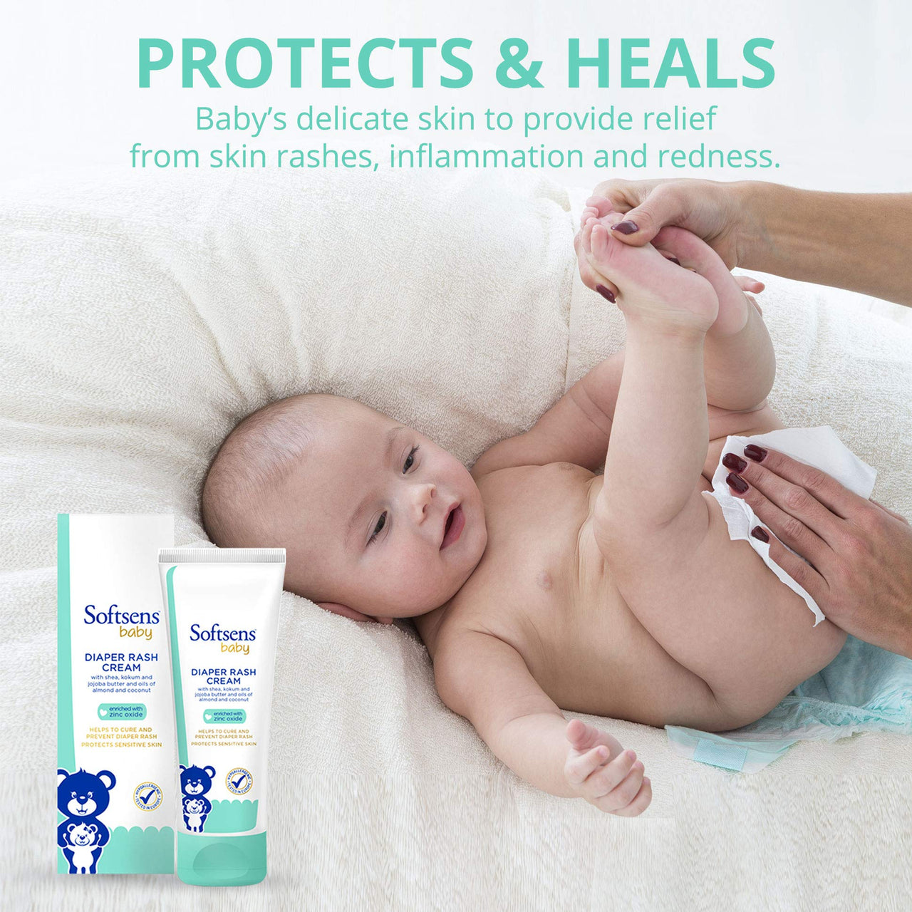 Softsens Baby Natural Diaper | Nappy Rash Cream, Enriched With Aloe Vera Juice and Shea Butter 50g