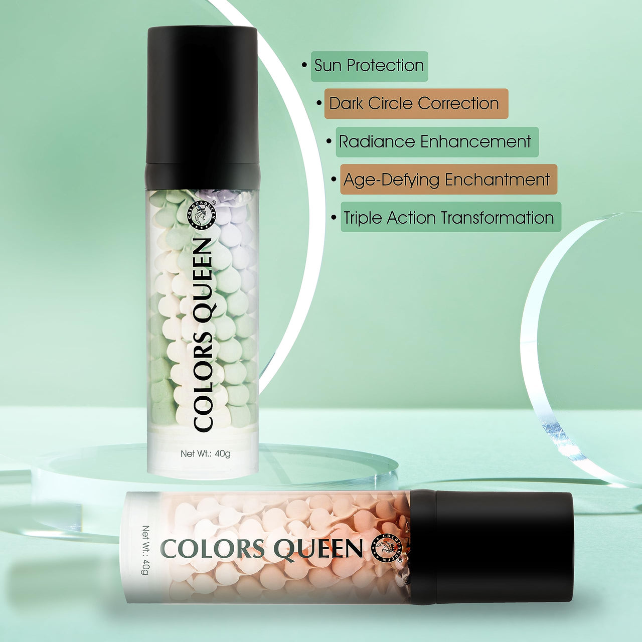 Colors Queen 3 in 1 Facial Primer | Lightweight, Long Lasting & Highly Moisturizing Formula | Long Lasting Dewy Primer for Face Makeup - 40g (01)