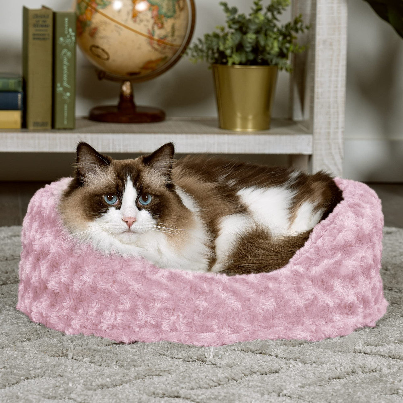 Furhaven Dog Bed for Small Dogs w/ Removable Washable Cover & Pillow Cushion Insert, For Dogs Up to 12 lbs - Ultra Plush Faux Fur Oval Lounger - Pink, Small Oval (Fiber-Filled Base) 19.0"L x 15.0"W x 5.5"Th Plush Pink