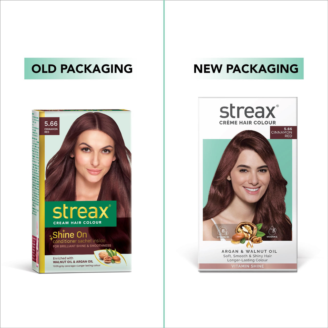 Streax Permanent Hair Colour, 100% Grey coverage, Infused with Argan and Walnut Oil, Long Lasting Cream Hair Colour for Women, Red Hair Colour, 5.66 Cinnamon Red, 120 ml, Pack of 1