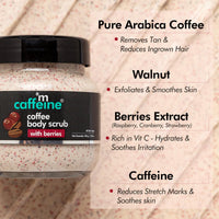 mCaffeine Berries & Coffee Body Scrub for Tan Removal | Creamy Body Scrub for Dry Skin | Exfoliating Scrub for Body for both Women and Men - 200gm