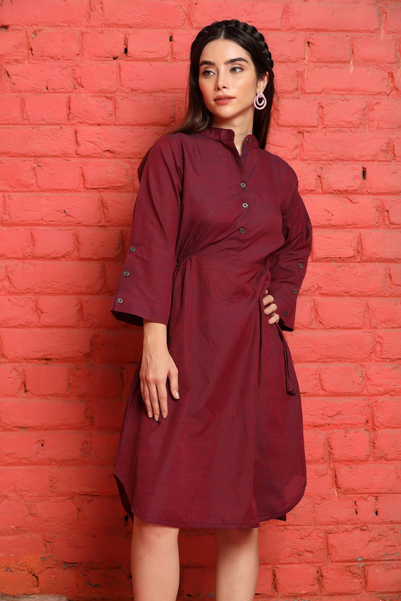 DHRUVI TRENDZ Kurti for Women || Soft Cotton Plain Long Straight Kurtis for Girls || Stitched Collar Kurta || Ideal for Office || Casual || Collage || Festival Wear Kurtis for Ladies
