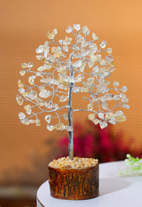 Citrine Chakra Tree of Life - Crystal Tree for Positive Energy, Handmade Gemstone Tree, Feng Shui Decor - Good Luck Money Tree Bonsai, Healing Crystals, Home Decoration, Spiritual Mystical Gift Citrine (Silver Wire)