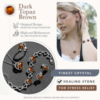 Leafael Women’s Silver Plated Infinity Love Heart Pendant Necklace with Birthstone Crystals, Jewelry Gifts for Her, 18 + 2 inch Chain, Anniversary Birthday Mother's  Necklaces for Wife Mom Girlfriend 15-Stress Relief-Dark Topaz Brown