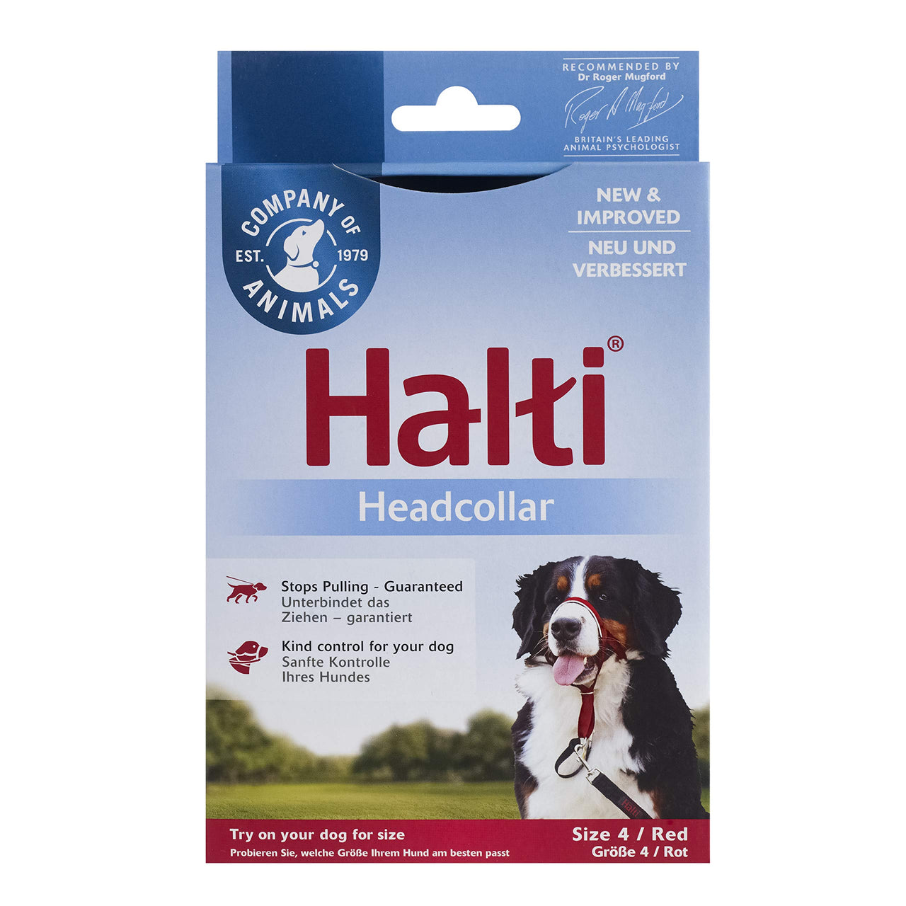 HALTI Headcollar - to Stop Your Dog Pulling on The Leash. Adjustable, Reflective and Lightweight, with Padded Nose Band. Dog Training Anti-Pull Collar for Large Dogs (Size 4, Red)
