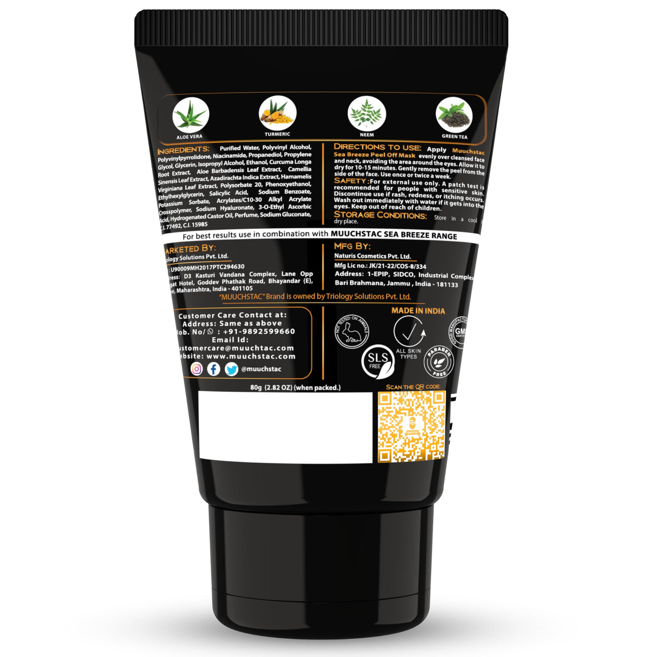 Muuchstac Sea Breeze Peel Off Mask For Men | Blackhead, Acne & Dead Skin Removal Face Pack (80 g)