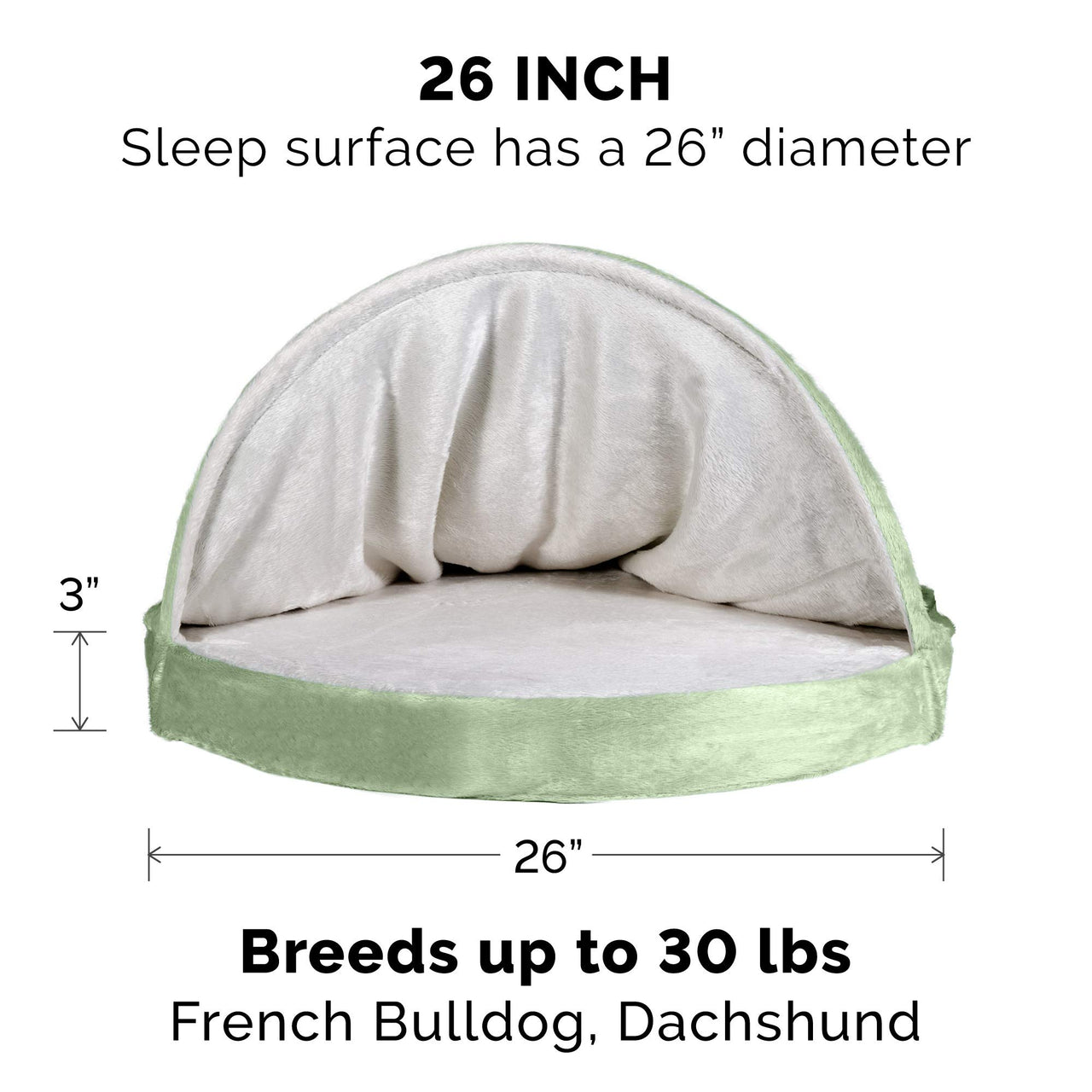 Furhaven Replacement Dog Bed Cover Microvelvet Snuggery, Machine Washable - Sage, 26-inch Microvelvet Sage 26.0"L x 26.0"W x 0.5"Th Snuggery (Cover Only)