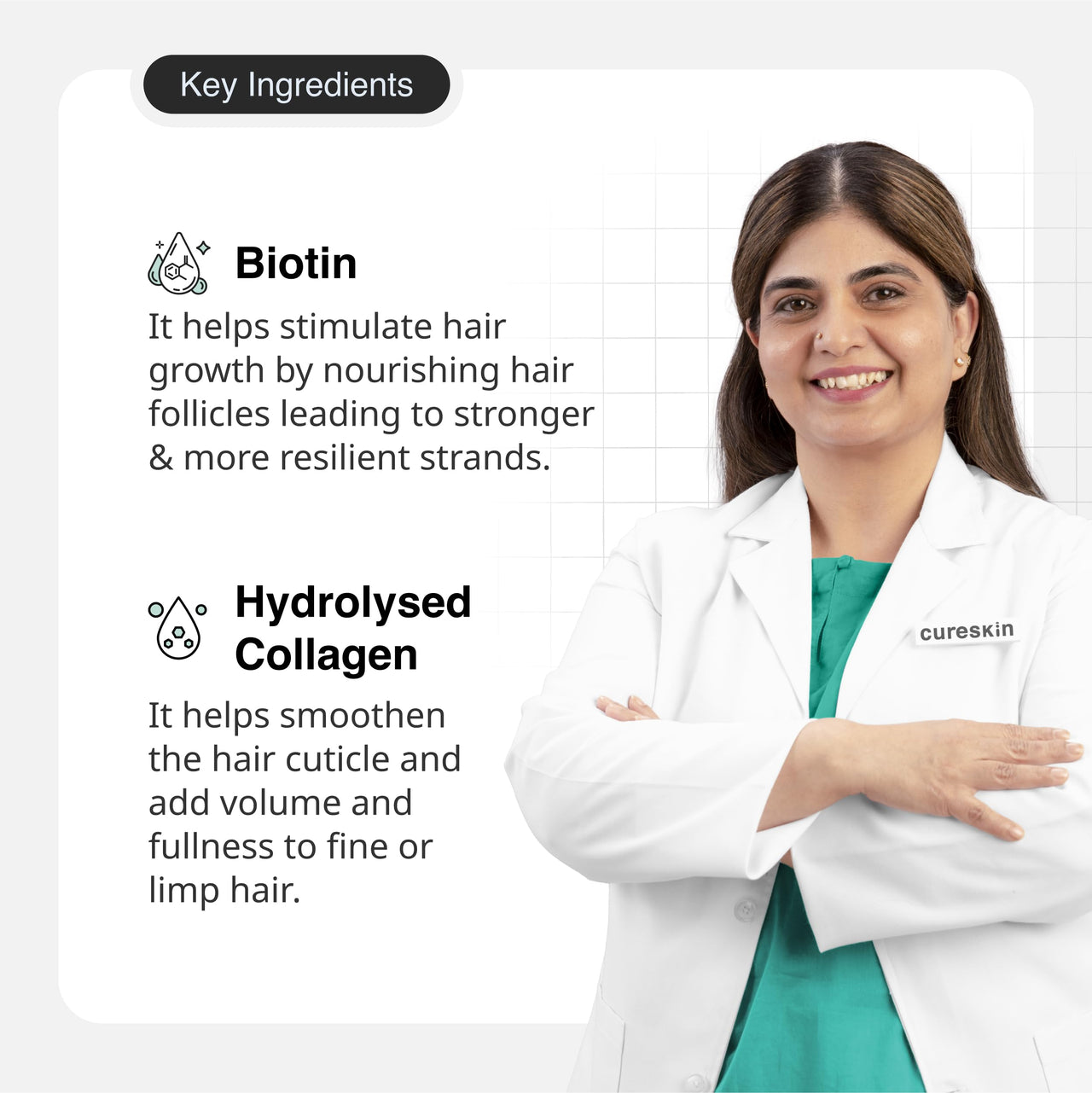 Cureskin Biotin & Collagen Vitamin B5 Glycolipids Shampoo: Strengthen Hair, Reduce Hairfall & Repair Damage (150 ml)
