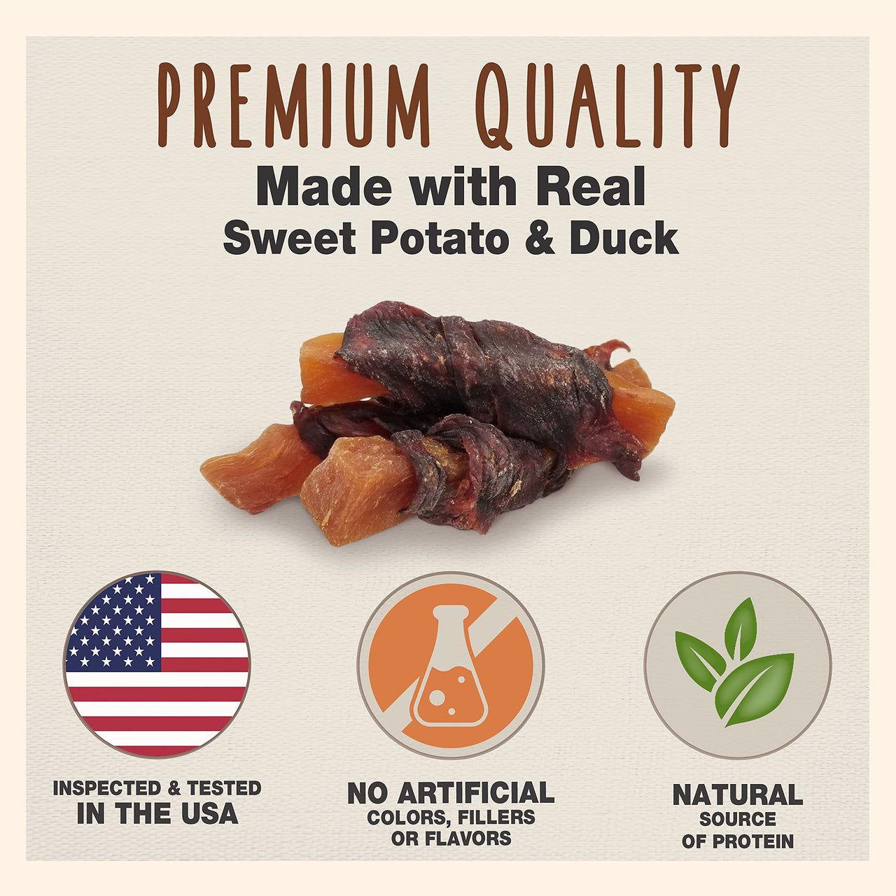 Cadet Gourmet Sweet Potato & Duck Wraps Dog Treats - Healthy & Natural Duck & Sweet Potato Dog Training Treats for Small & Large Dogs - Inspected & Tested in USA (14 oz). 14 Ounce (Pack of 1)