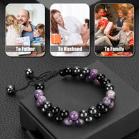 Triple Protection Bracelet for Women, Handmade Bracelet for Men Genuine Amethyst Black Obsidian Hematite 8mm Healing Crystal Bracelets Bring Luck Prosperity Happiness