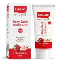 LuvLap Naturals 100% Natural Baby Toothpaste 50G, Strawberry Flavour, Sls & Fluoride Free Kids Toothpaste, Removes Plaque, Prevents Bacteria, Ensures White Teeth, Neutral Ph, 12M+