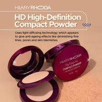 Hilary Rhoda HD High-Definition Pressed Powder | 2 in 1 Compact Powder | Shimmery & Matte Finish | Oil Control Formula | 18g (My Ivory - Shade 01)