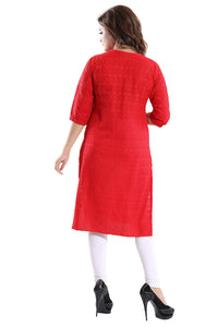 QUEEN SHIELD Women's  Formal & Casual Cotton Chikan-Kari Kurta (4444.)