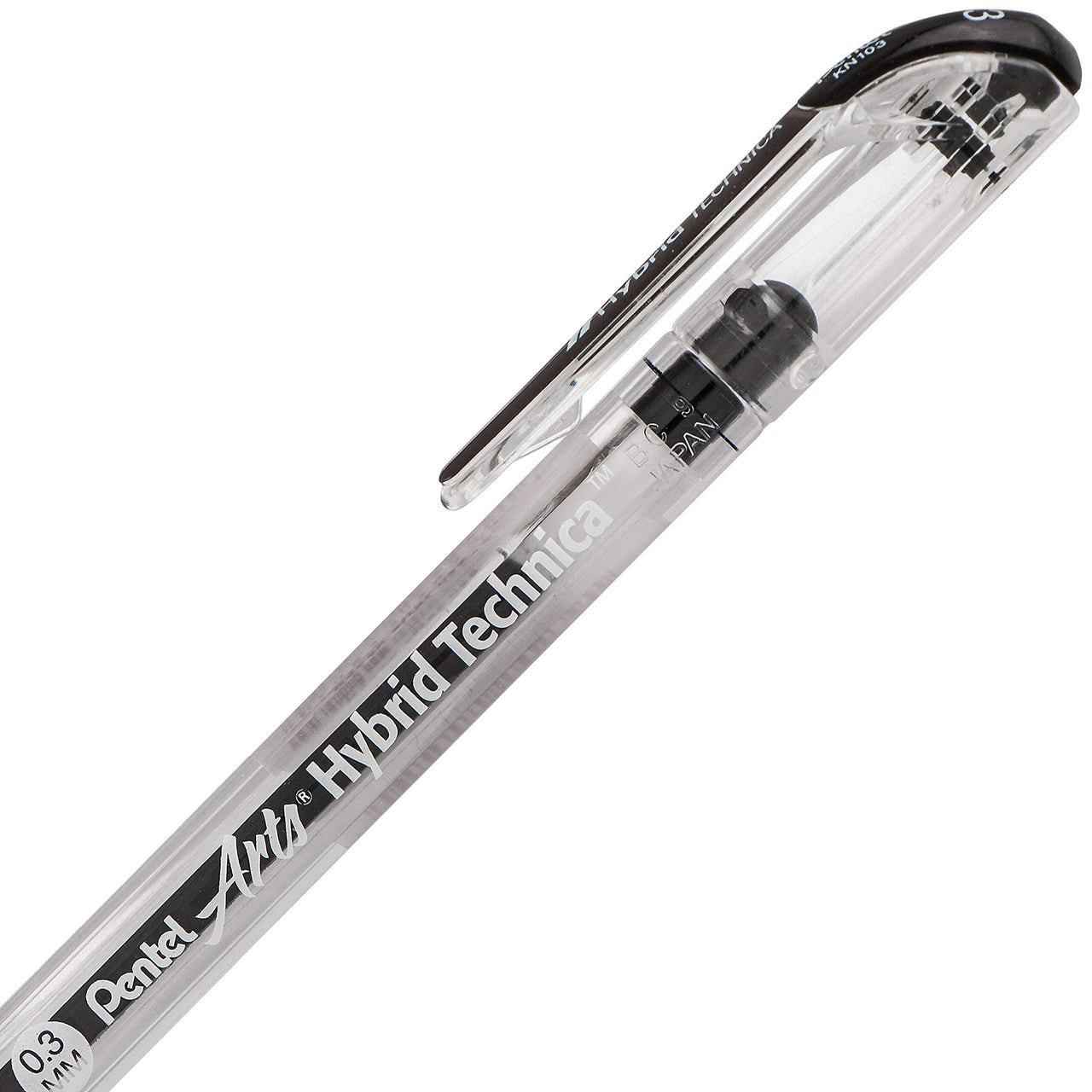 Pentel Arts Hybrid Technica 0.3 mm Pen, Ultra Fine Point, Black Ink, 1 Pack (KN103BPA) 1 Count (Pack of 1) 0.3mm