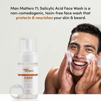 Man Matters 1% Salicylic Acid Oil Control Face Wash And 2% Salicylic Acid Defend Acne Spot Correction Gel For Men | 1% Glycolic Acid | Reduces Acne, Acne Spots & Blemishes 120ml