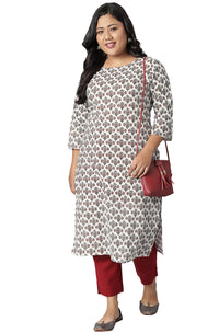 XL LOVE - By Janasya Women's  Plus Size White Cotton Kurta
