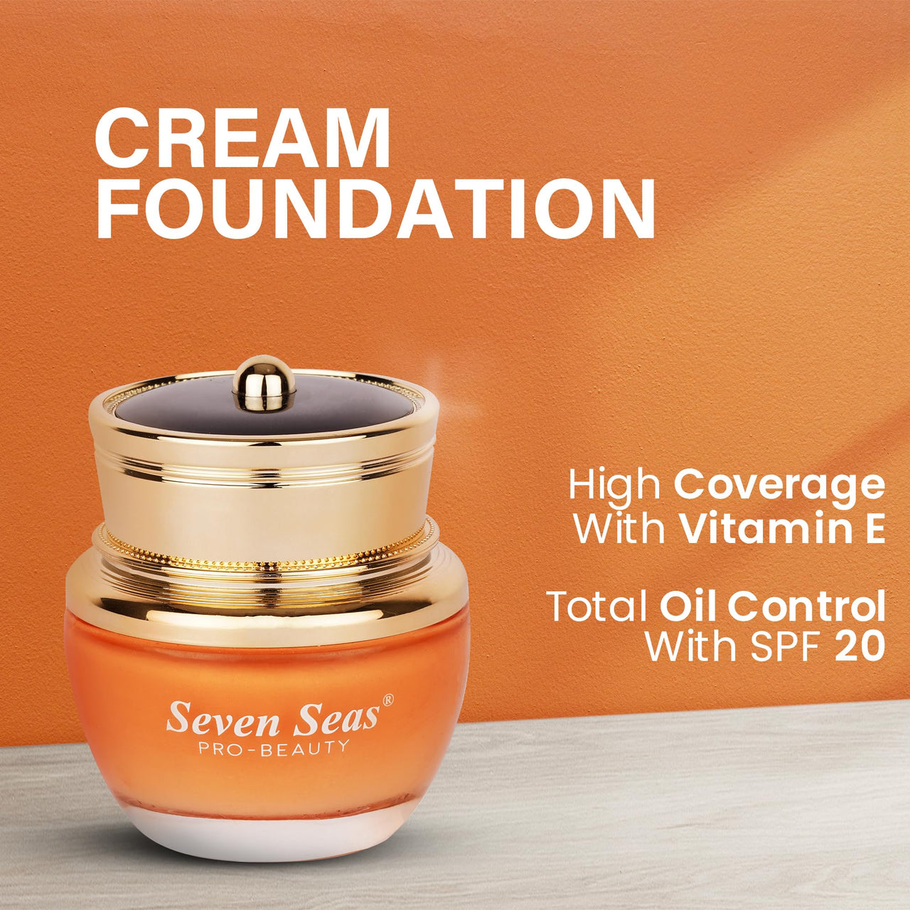 Seven Seas Natural Matte Cream Foundation Long Lasting Weightless | Full Coverage Face Makeup Oil-Free | Waterproof Foundation 40g (Ivory Rose)