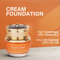 Seven Seas Natural Matte Cream Foundation Long Lasting Weightless | Full Coverage Face Makeup Oil-Free | Waterproof Foundation 40g (MEDIUM PALE)