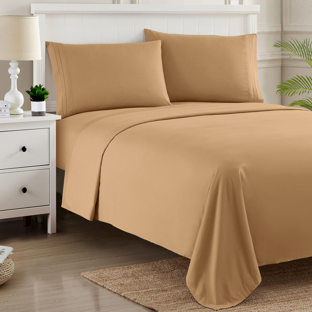 Twin Sheets - Breathable Luxury Sheets with Full Elastic & Secure Corner Straps Built In - 1800 Supreme Collection Extra Soft Deep Pocket Bedding Set, Sheet Set, Twin, Taupe
