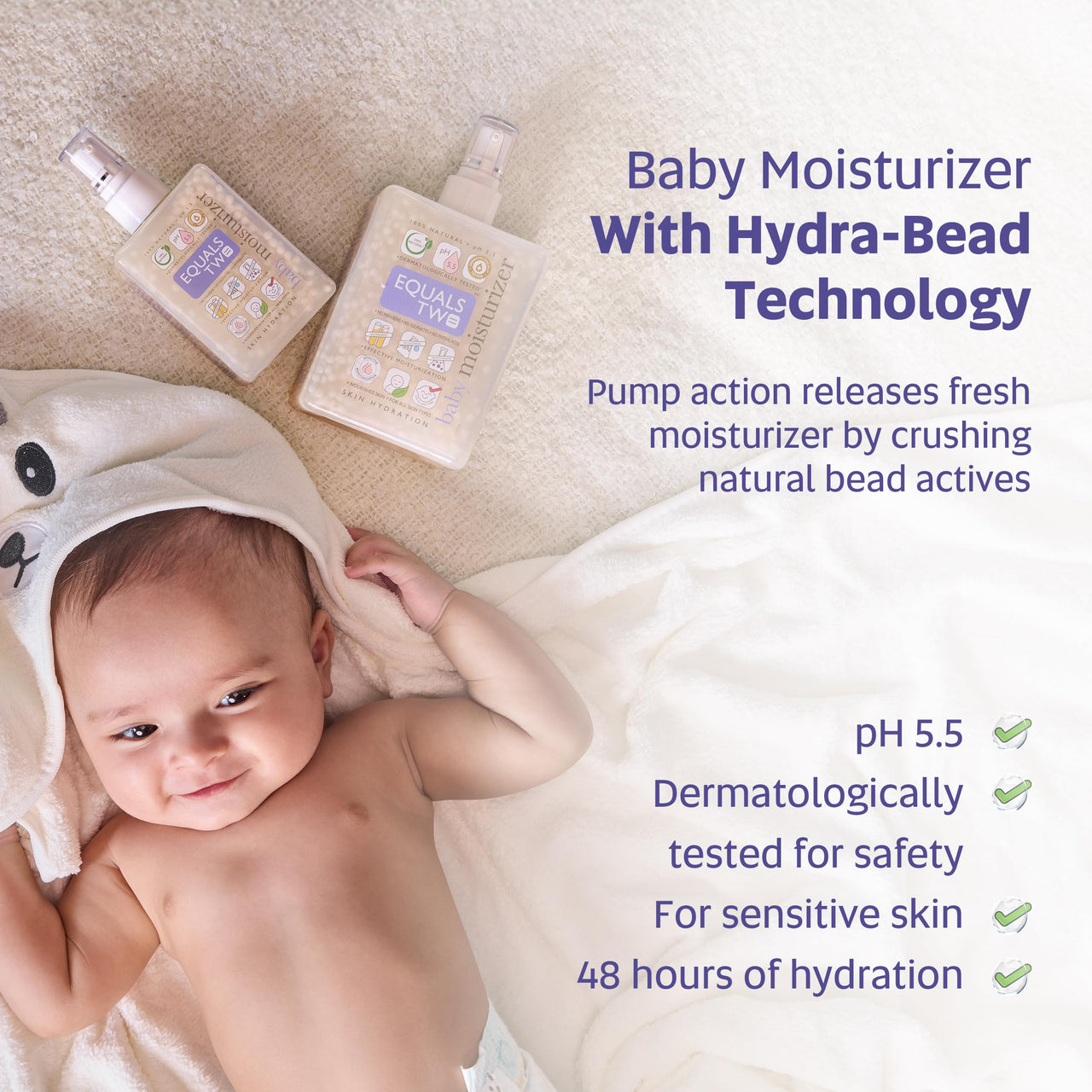EQUALSTWO Baby Moisturizer, 500ml, 100% Natural Coconut based Daily Baby Skin Care Body Lotion for Nourishing Skin, All Skin Types, PH 5.5, Dermatalogically Tested, No Parabens No Sulphates, Pack 2
