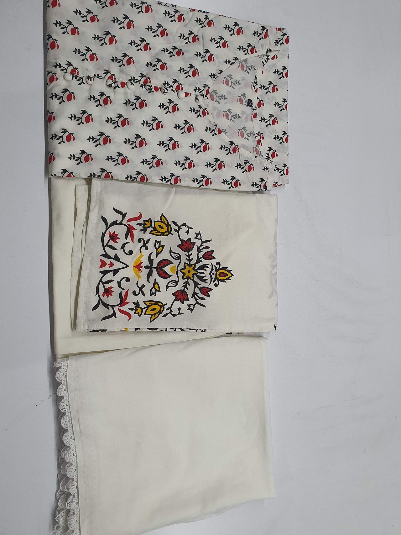 Jaipuri Fashionista Women's  White Colour Rayon Printed Straight Kurti with Palazzo Pant and Dupatta Set