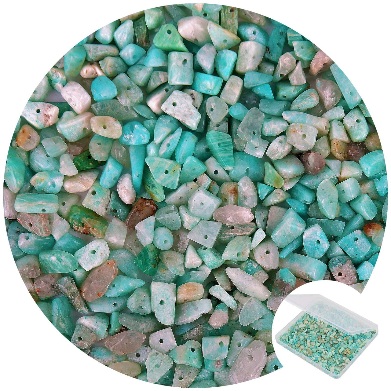 456 PCs Natural Chip Stone Beads, 5-8mm Irregular Multicolor Gemstones Loose Crystal Healing Amazonite Rocks with Hole for Jewelry Making DIY Crafts