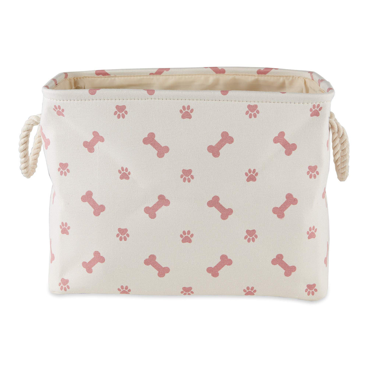 Bone Dry Pet Storage Collection Paw and Bone Print, Large Rectangle, 17.5x12x15", Rose