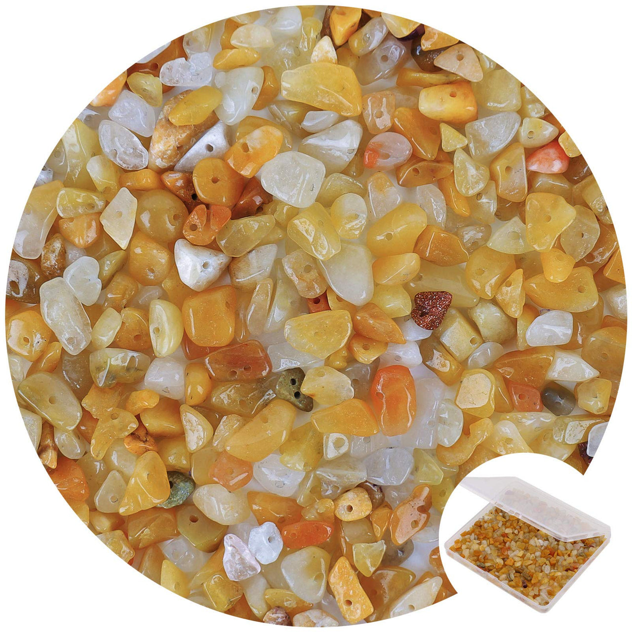 456 PCs Natural Chip Stone Beads, 5-8mm Irregular Multicolor Gemstones Loose Crystal Healing Yellow Aventurine Rocks with Hole for Jewelry Making DIY Crafts