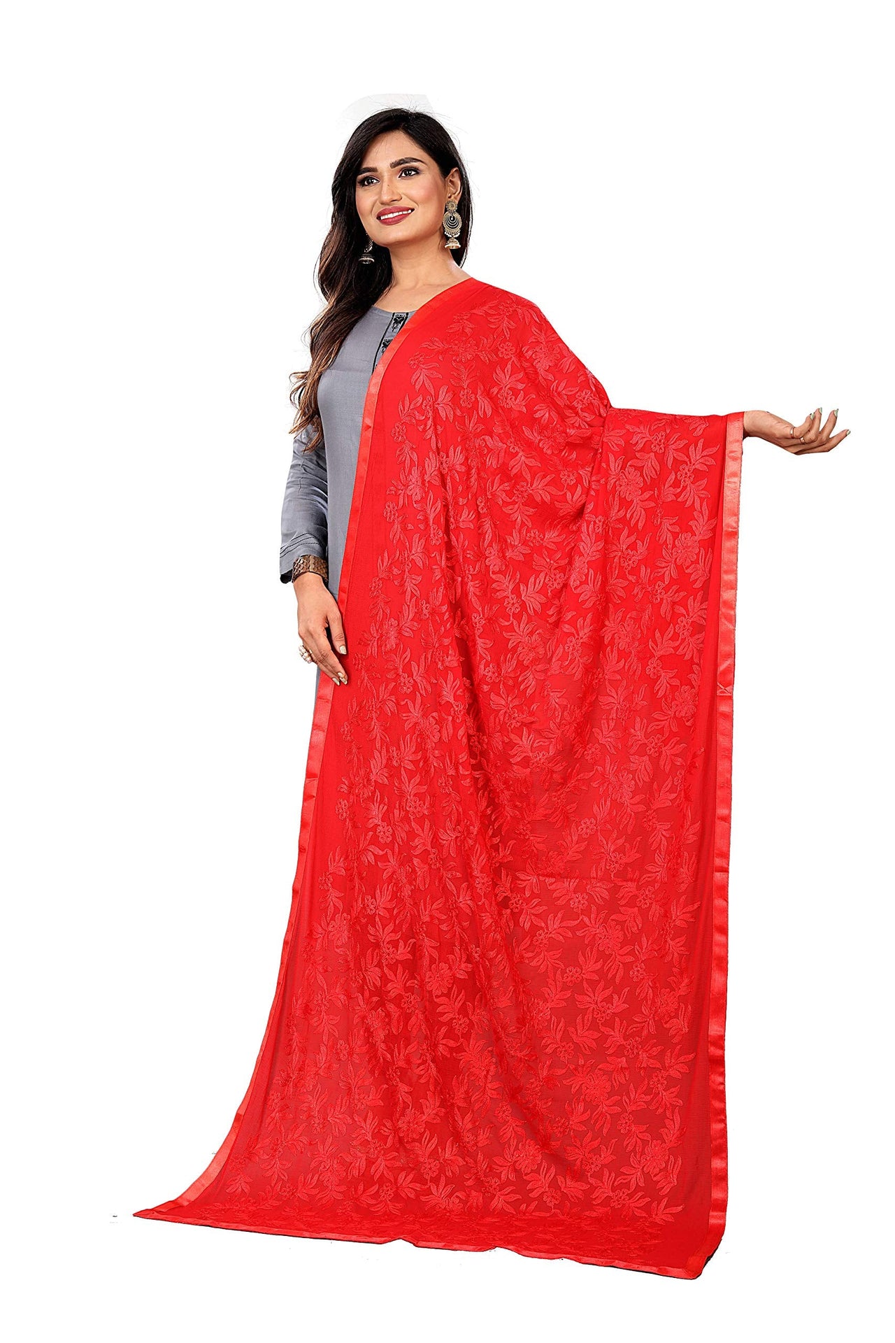 Akshar Llc Miss India Women's  Chiffon Dupatta With Goodembroidery Work