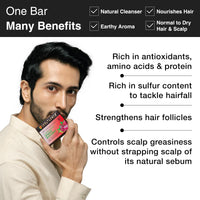 Soulflower Conditioning Onion Ratanjot Soap | Shampoo Bar | Hair Cleansing Bar | Handmade, 100% Pure, Natural & Cold processed Grade 1 BIS Standard Premium & Luxurious Soap, 150g