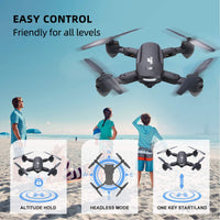 Foldable Drone with 720P Camera for Adults - R10 WiFi FPV RC Quadcopter with Altitude Hold - Gesture Photography - APP Control - Includes 2 Batteries
