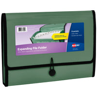 Avery Expanding File Folder Organizer, 13-Pocket Accordion File Organizer, Sage, Holds 425 Letter/A4-Size Sheets (73555) 13 Pockets