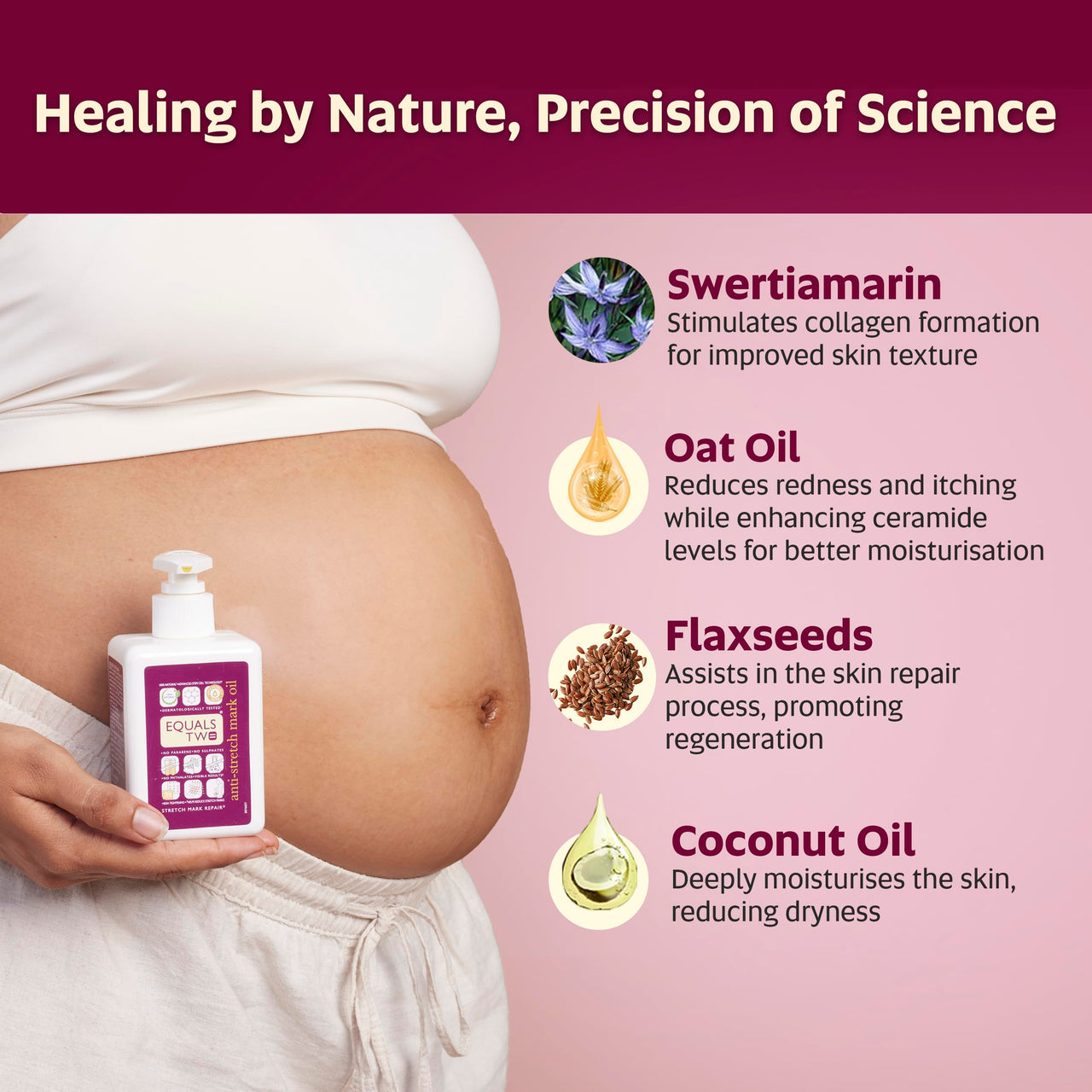 EQUALSTWO Mother Care Combo of Anti-stretchmark Oil (200ml) + Melasma Cream (100gm), 100% Natural & Dermatologically Tested, Perfect Combo for New Moms & Expecting Mothers, Pack 2