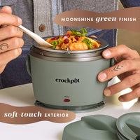 Crock-Pot Electric Lunch Box, Portable Food Warmer for Travel, Car, On-the-Go, 20-Ounce, Moonshine Green | Keeps Food Warm & Spill-Free | Dishwasher-Safe | Gifts for Women, Men