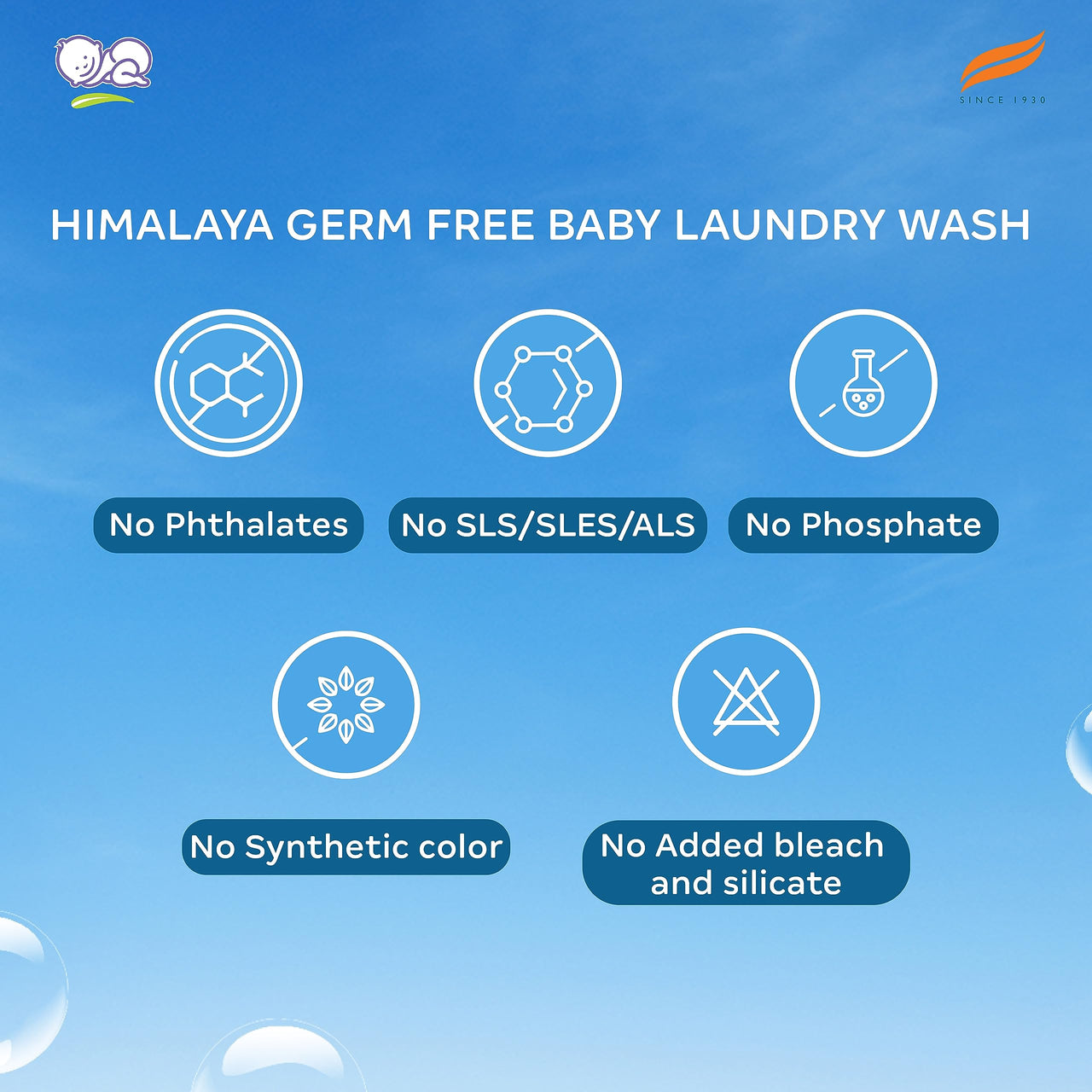 Himalaya Germ Free Baby Laundry Wash 1 L Bottle & Germ Free Baby Laundry Wash Liquid, 1 L Pouch, White, (7004801)