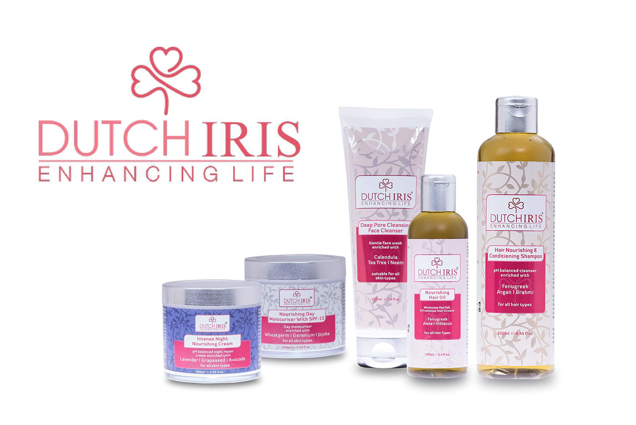 Dutch Iris Nourishing Day Moisturiser with SPF-15 | Wheatgerm, Geranium & Jojoba Extracts | Broad Spectrum Protection | Lightweight & Non-Greasy | For All Skin Types | For Women & Men (Unisex) | 100gms