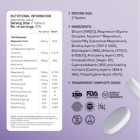 Ace Blend Max Magnesium (120 tablets) | 1600mg Triple Complex | 440mg Elemental Magnesium | Calcium, Vegan Vitamin B12 & D3 | Promotes Deep Sleep, Muscle Recovery & Heart Health