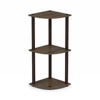 Furinno Turn-N-Tube 4-Tier Corner Display Rack Multipurpose Shelving Unit, Dark Brown Grain/Black 4-Tier Round Tube