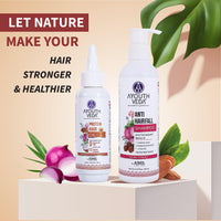 Ayouthveda Anti-hairfall Shampoo 200ml & Protein Hair Oil 100ml Combo Pack for Healthy Hair Growth & Deep Nourishment | Fights Dandruff Control Hair Breakage & Hair Fall | Blend of Essential Oil & Herbal Extracts