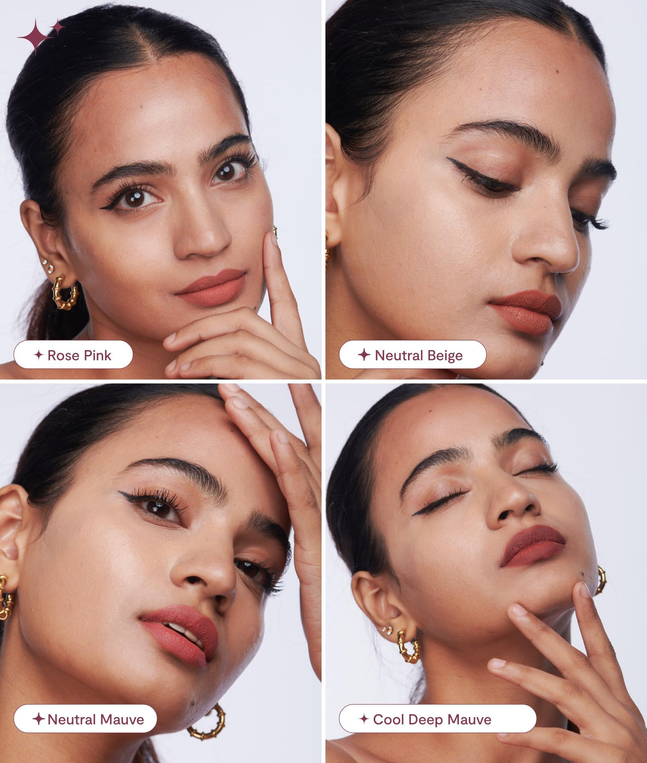 Gush 4 in 1 Matte Liquid Lipstick | Waterproof and Smudge proof | Non Sticky & Non Drying | Highly Pigmented | Infused with Shea butter and Jojoba oil to prevent dryness (8.4 ml) (Dark Nude)