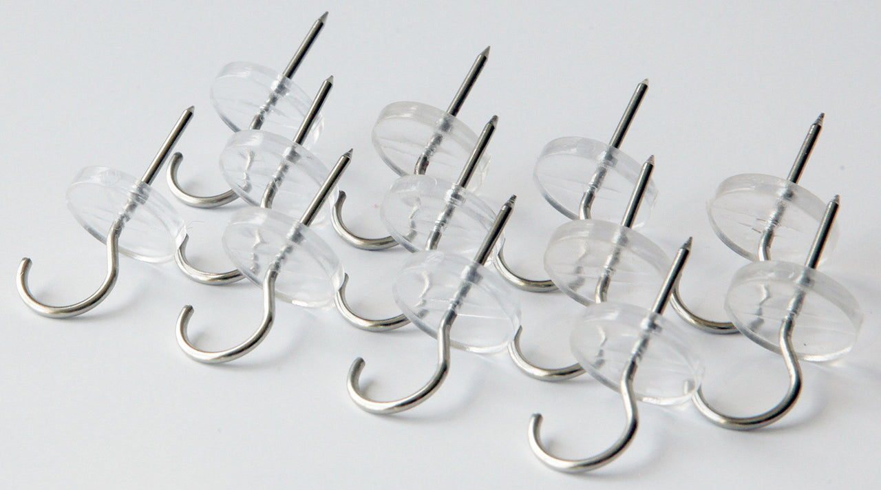36 Tacks - 2 in 1: Push pin Hook tack - New Invention Hang 100's  of Items Interior or Exterior Decor at Home, School, Office, DIY, for Party or Holiday (Clear, 36pc) 36pc-clear Specialty