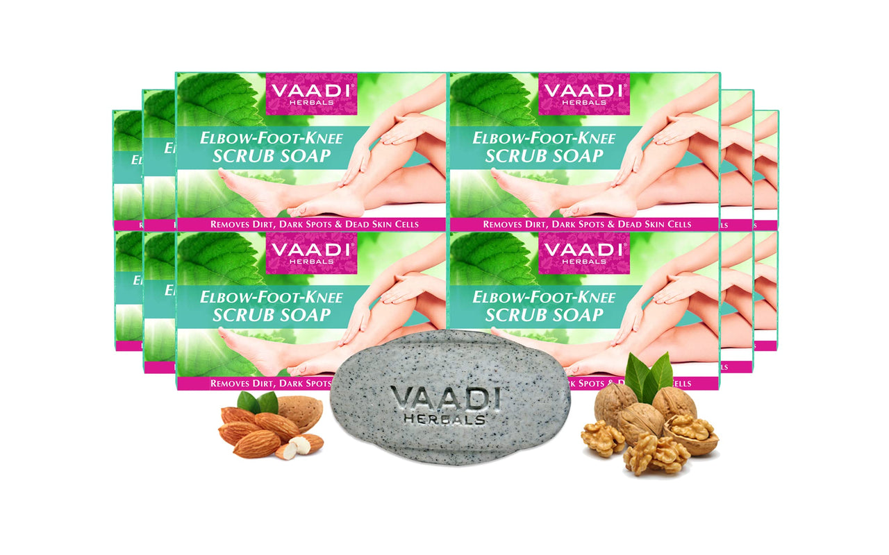 Vaadi Herbals Elbow-Foot-Knee Scrub Soap with Almond and Walnut, 75g (Pack of 12)