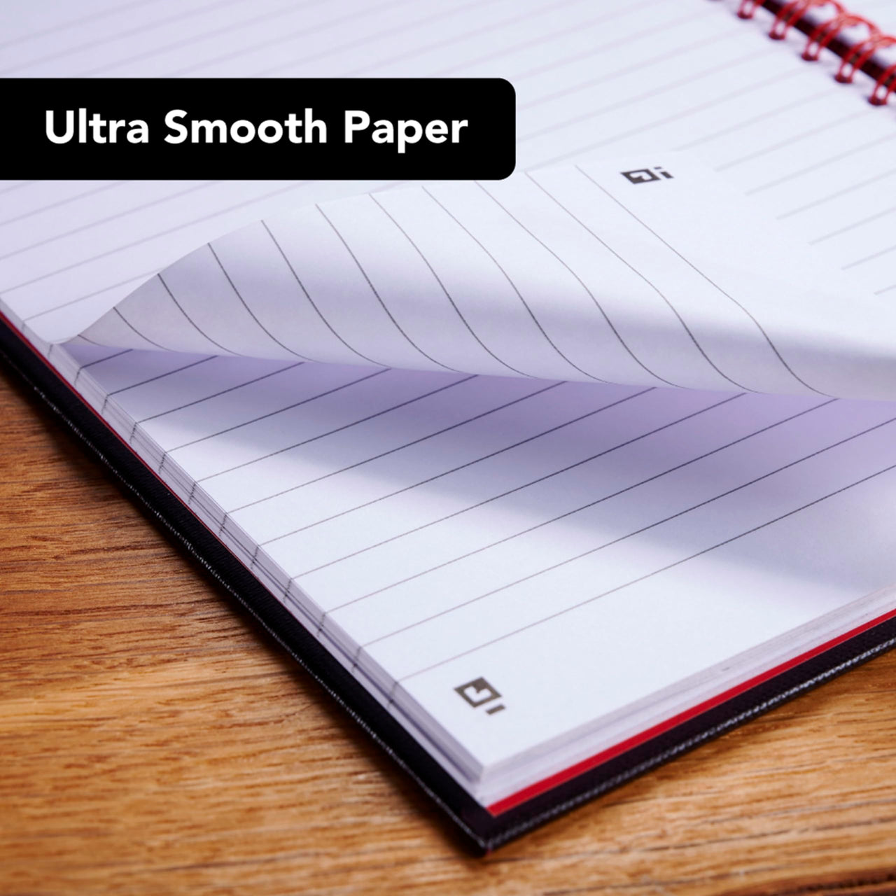 Black n' Red Notebook, Business Journal, 11" x 8-1/2", 70 Sheets, Ruled, Optik Paper, Scribzee App, Hardcover, Wirebound, Black (K67030)