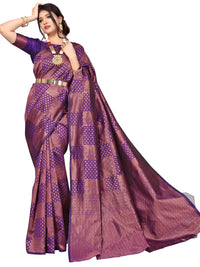 Satrani Women's Jacquard Poly Silk Saree With Unstitched Blouse Piece