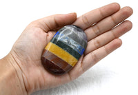Seven Chakra Bonded Large Palm Stone - Pocket Massage Worry Stone for Natural Body Chakra Balancing, Reiki Healing and Crystal Grid 7 Chakra (Bonded)