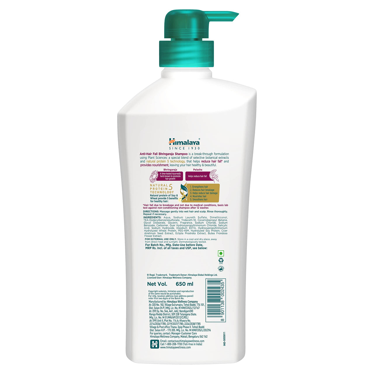 Himalaya Anti-Hair Fall Bhringaraja Shampoo, Reduces Hair Fall, Makes Hair Healthy, With Bhringaraja & Palasha,for men and women, 650ml