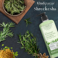 Khadi Pureus Herbals Shreekesha Rosemary Anti Hair Fall Shampoo for Hair Growth, Reduce Hair Loss & Damage, Hair Fall Control, Anti Dandruff & Frizzy hair | Herbal Hair Cleanser with properties & Pure Powerful Natural Ingredients for Women & Men (900 ml)