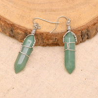 Natural Aventurine Wire Wrapped Point Crystal Earrings for Women Reiki Energy Healing Natural Aventurine
