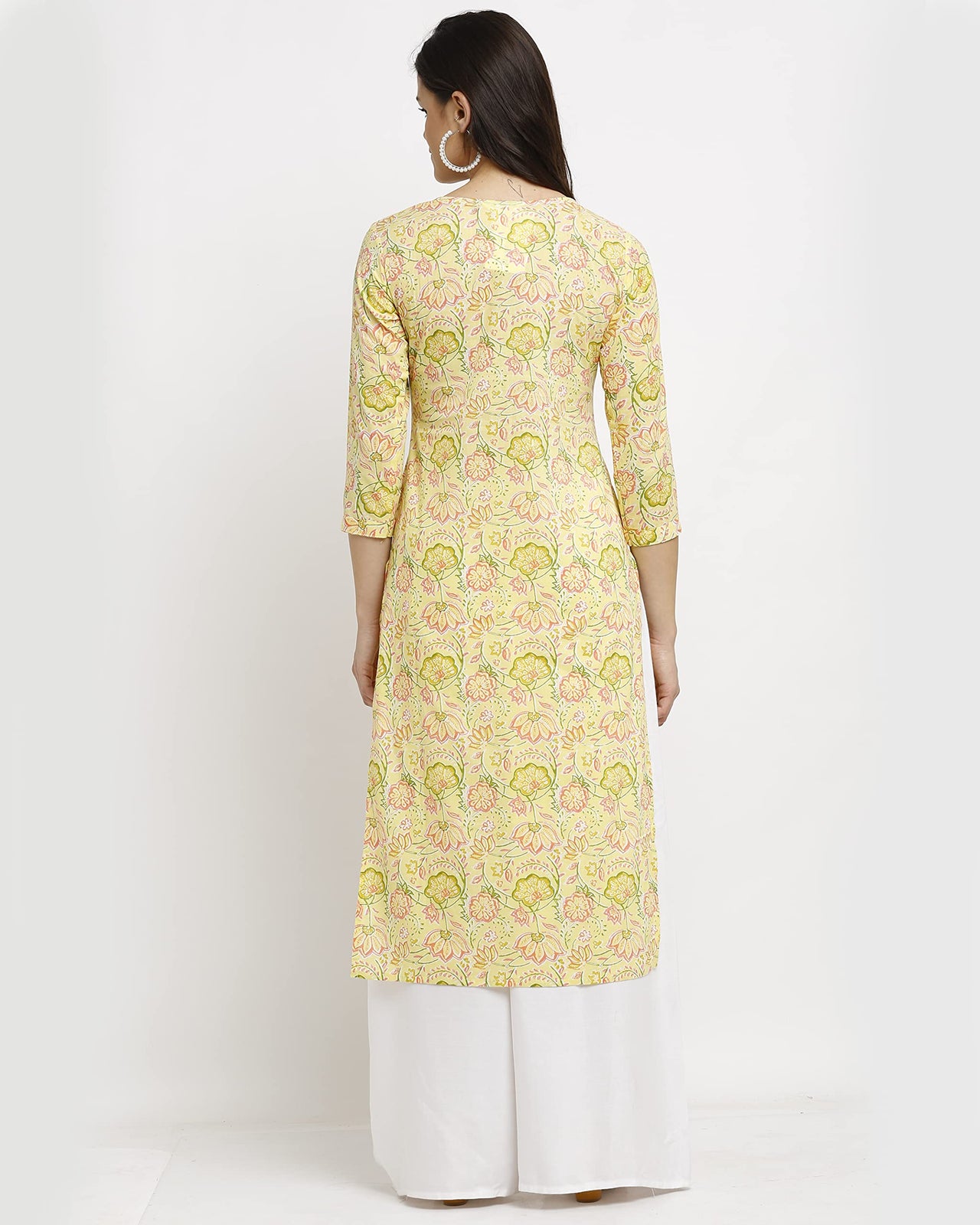 Rajnandini Women's  Yellow Pure Cambric Cotton Jaipuri Printed Kurti (JOPLJPR85-P)